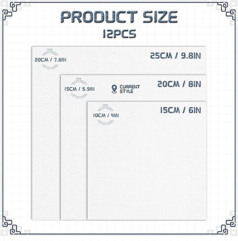 12 Pcs Embroidery Fabric Squares, 10 x 10 Inch Embroidery Cloth Fabric, White Cotton Fabric for Embroidery, Embroidery Supplies in Saudi Arabia