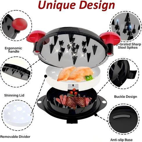 Chicken Shredder Meat Shredder Tool Twist Large - Chicken Breast Shredder Tool with Stainless Steel Spikes Shredding Tool for Shredded Chicken Beef Pork Kitchen Gadgets Essentials (Black&Black) in Saudi Arabia