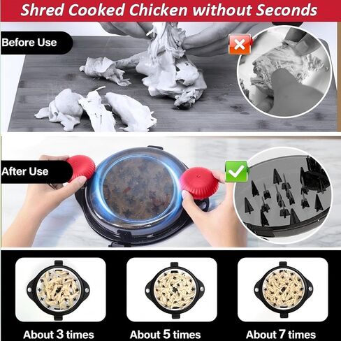 Chicken Shredder Meat Shredder Tool Twist Large - Chicken Breast Shredder Tool with Stainless Steel Spikes Shredding Tool for Shredded Chicken Beef Pork Kitchen Gadgets Essentials (Black&Black) in Saudi Arabia
