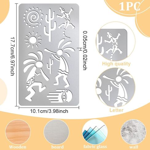 UNICRAFTALE Kokopelli Fertility Deity Metal Stencil Sun Gecko Stainless Steel Reusable Template Cutting Dies Drawing Stencils Tool Templates for Wood Carving DIY Scrapbooking Photo Album Decorative in Saudi Arabia