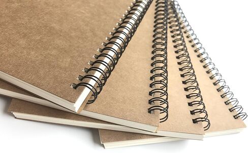 A5 Wirebound Notebooks Bulk Journals Spiral Steno Pads Blank/Lined Kraft Brown Cardboard Cover Thick Cream Writing Pad Sketchbook Scrapbook Album (Lined White-Pack of 8) in Saudi Arabia