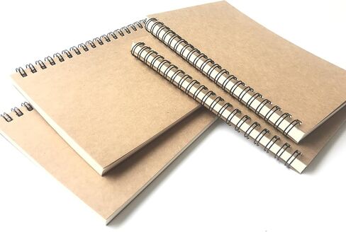 A5 Wirebound Notebooks Bulk Journals Spiral Steno Pads Blank/Lined Kraft Brown Cardboard Cover Thick Cream Writing Pad Sketchbook Scrapbook Album (Lined White-Pack of 8) in Saudi Arabia