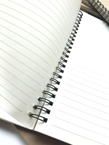 A5 Wirebound Notebooks Bulk Journals Spiral Steno Pads Blank/Lined Kraft Brown Cardboard Cover Thick Cream Writing Pad Sketchbook Scrapbook Album (Lined White-Pack of 8) in Saudi Arabia