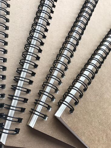 A5 Wirebound Notebooks Bulk Journals Spiral Steno Pads Blank/Lined Kraft Brown Cardboard Cover Thick Cream Writing Pad Sketchbook Scrapbook Album (Lined White-Pack of 8) in Saudi Arabia