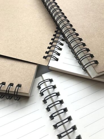 A5 Wirebound Notebooks Bulk Journals Spiral Steno Pads Blank/Lined Kraft Brown Cardboard Cover Thick Cream Writing Pad Sketchbook Scrapbook Album (Lined White-Pack of 8) in Saudi Arabia