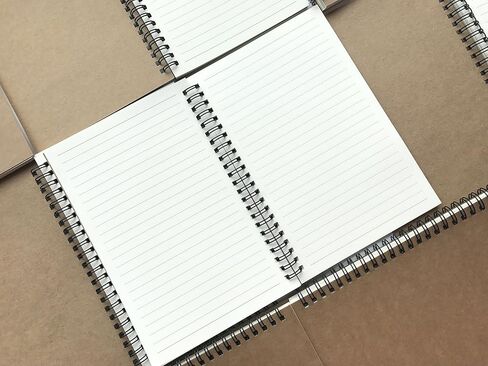 A5 Wirebound Notebooks Bulk Journals Spiral Steno Pads Blank/Lined Kraft Brown Cardboard Cover Thick Cream Writing Pad Sketchbook Scrapbook Album (Lined White-Pack of 8) in Saudi Arabia