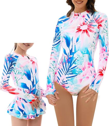 Women and Girls Matching Swimsuit: Long Sleeve One Piece Rash Guard Bathing Suit UPF 50+ (Please Order Separately) in Kuwait