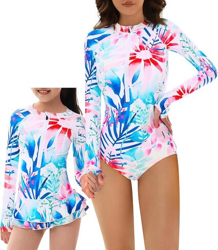 Women and Girls Matching Swimsuit: Long Sleeve One Piece Rash Guard Bathing Suit UPF 50+ (Please Order Separately) in Kuwait