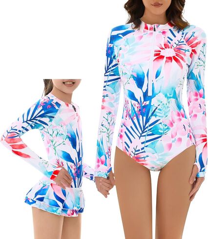 Women and Girls Matching Swimsuit: Long Sleeve One Piece Rash Guard Bathing Suit UPF 50+ (Please Order Separately) in Kuwait