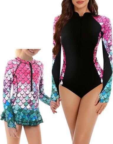 YOLIPULI Women and Girls Matching Swimsuit: Long Sleeve One Piece Rash Guard Bathing Suit UPF 50+ (Please Order Separately) in Saudi Arabia