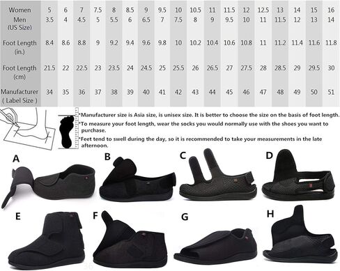 JIONS Women Men Adjustable Velcr Extra Wide Shoes Swollen Feet Diabetic | Edema Boots Slippers Indoor Outdoor Sandals Unisex Large Size 5-14 in Kuwait