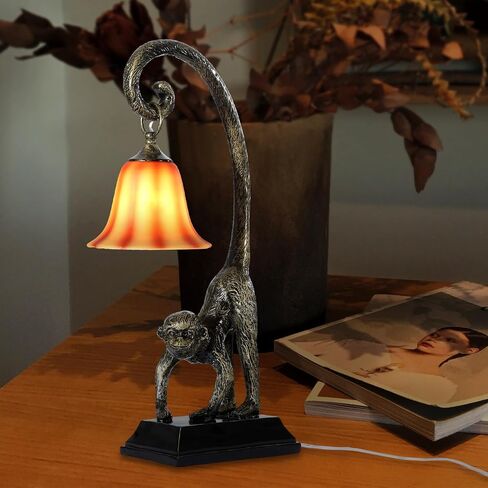 Modern Resin Standing Monkey Table Lamp,Desk Lamp,Animal Lamp,Bedside LED Light for Home Decor,Living Room, Bedroom, Home Office, Kids Room(Gold-Standing) in Saudi Arabia
