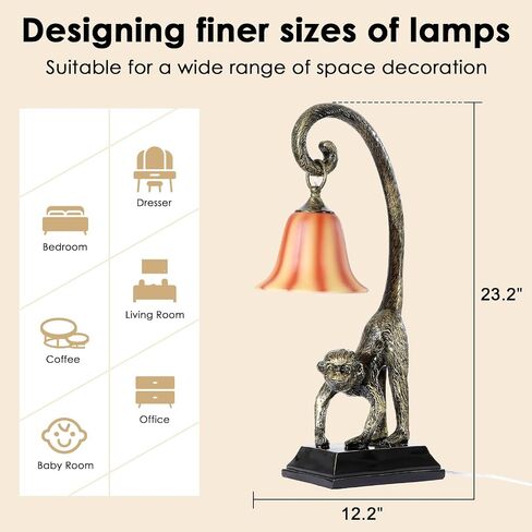Modern Resin Standing Monkey Table Lamp,Desk Lamp,Animal Lamp,Bedside LED Light for Home Decor,Living Room, Bedroom, Home Office, Kids Room(Gold-Standing) in Saudi Arabia