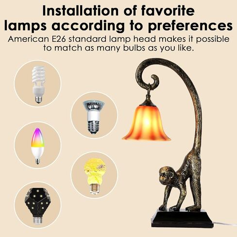 Modern Resin Standing Monkey Table Lamp,Desk Lamp,Animal Lamp,Bedside LED Light for Home Decor,Living Room, Bedroom, Home Office, Kids Room(Gold-Standing) in Saudi Arabia