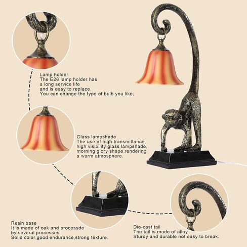 Modern Resin Standing Monkey Table Lamp,Desk Lamp,Animal Lamp,Bedside LED Light for Home Decor,Living Room, Bedroom, Home Office, Kids Room(Gold-Standing) in Saudi Arabia