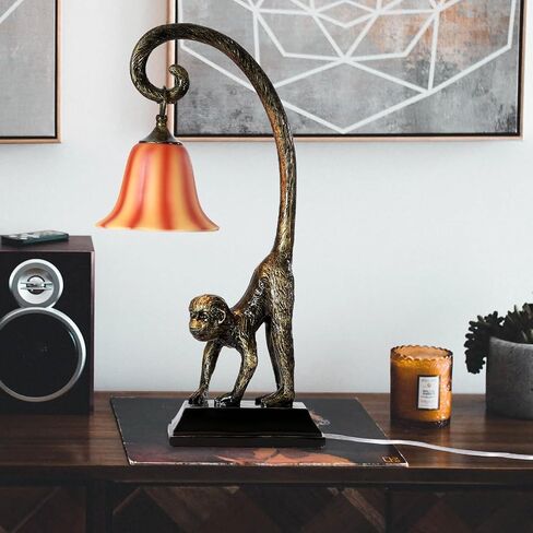 Modern Resin Standing Monkey Table Lamp,Desk Lamp,Animal Lamp,Bedside LED Light for Home Decor,Living Room, Bedroom, Home Office, Kids Room(Gold-Standing) in Saudi Arabia