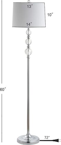 SAFAVIEH Lighting Collection Venezia Clear Crystal/ Chrome 61-inch Living Room Bedroom Home Office Standing Floor Lamp (LED Bulb Included) in Saudi Arabia
