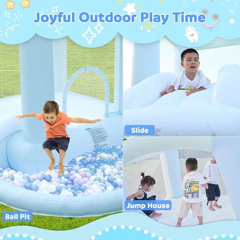 Fooing White Bounce House ، منزل ترتد قابلاً للنفخ مع منفاخ الهواء ، قفز قلعة Bounce House مع حفرة الكرة للحفلة ، الزفاف ، الفناء الخلفي من السهل إنشاء ، آمنة للعائلة in Kuwait