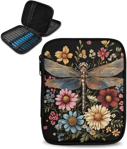 Noprintge Dragonfly and Flowers Empty Crochet Hook Case, Crochet Hook Storage Organizer, Lightweight Crochet Hook Holder for Knitting & Crochet Supplies Crochet Needles Crochet Accessories in Saudi Arabia