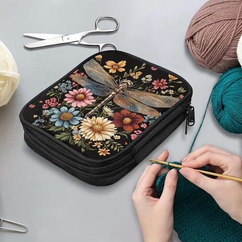 Noprintge Dragonfly and Flowers Empty Crochet Hook Case, Crochet Hook Storage Organizer, Lightweight Crochet Hook Holder for Knitting & Crochet Supplies Crochet Needles Crochet Accessories in Saudi Arabia