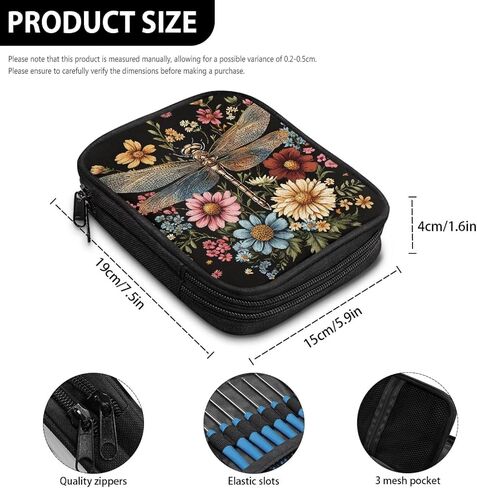 Noprintge Dragonfly and Flowers Empty Crochet Hook Case, Crochet Hook Storage Organizer, Lightweight Crochet Hook Holder for Knitting & Crochet Supplies Crochet Needles Crochet Accessories in Saudi Arabia