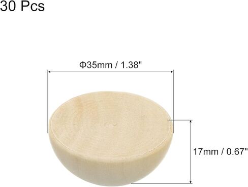 uxcell 30Pcs Half Wood Beads, 35mm Unfinished Hemisphere Balls Round Natural Wooden Beads for DIY Crafting, Festival Ornaments in Saudi Arabia