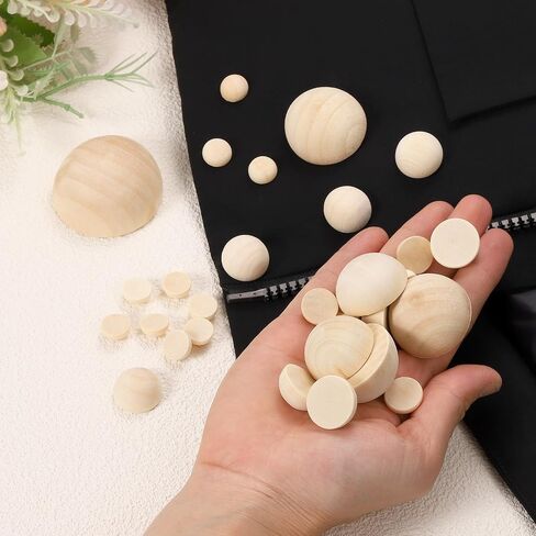 uxcell 30Pcs Half Wood Beads, 35mm Unfinished Hemisphere Balls Round Natural Wooden Beads for DIY Crafting, Festival Ornaments in Saudi Arabia
