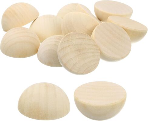 uxcell 30Pcs Half Wood Beads, 35mm Unfinished Hemisphere Balls Round Natural Wooden Beads for DIY Crafting, Festival Ornaments in Saudi Arabia