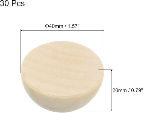 uxcell 30Pcs Half Wood Beads, 35mm Unfinished Hemisphere Balls Round Natural Wooden Beads for DIY Crafting, Festival Ornaments in Saudi Arabia