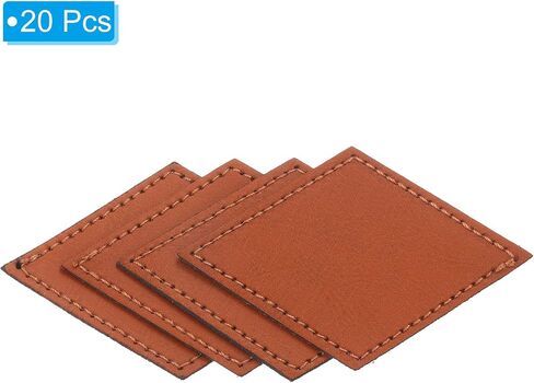 PATIKIL 3" x 2" PU Leather Hat Patches with Adhesive, 20 Pcs Diamond Custom Patches Blank for Hats, Fabric Repair Sew Laser Supplies, Clothes Bags DIY, Retro Brown in Saudi Arabia