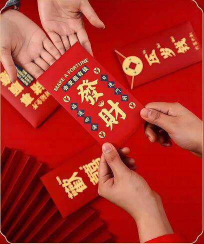 36Pcs Chinese New Year Red Envelopes 2024 Lucky Money HongBao Red Packets Lai See Cash Pockets for Chinese Spring Festival (PingAnXiLe, 36Pcs) in Saudi Arabia