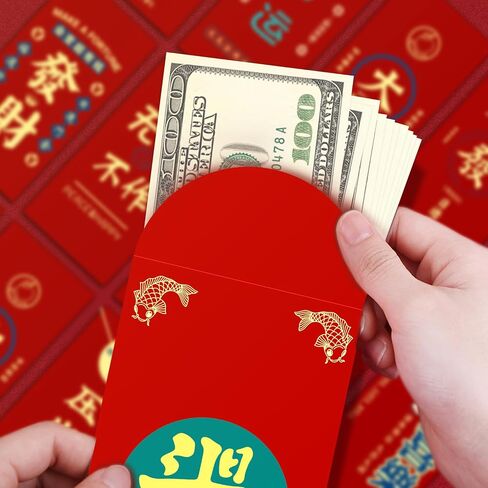36Pcs Chinese New Year Red Envelopes 2024 Lucky Money HongBao Red Packets Lai See Cash Pockets for Chinese Spring Festival (PingAnXiLe, 36Pcs) in Saudi Arabia