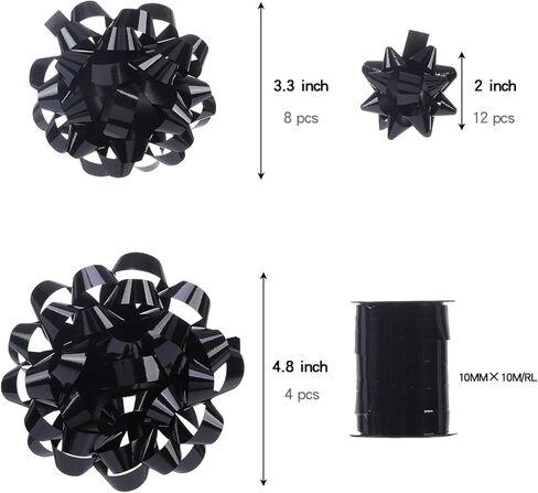 25 Pcs Gift Bows Assortment - 3 Size Gift Bowsand 1 Crimped Curling Ribbons, Perfect for Christmas, Holiday，Birthdays, Weddings, Baby/Bridal Showers, Party (White) in Kuwait