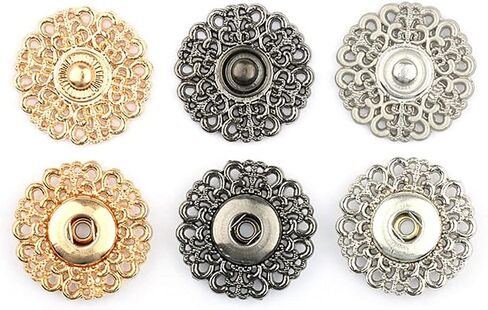 5 Set Hollow Out Flower Shaped Metal Snap Buttons for DIY Sewing Clothes Decor Accessories (Silver, 25mm) in Saudi Arabia