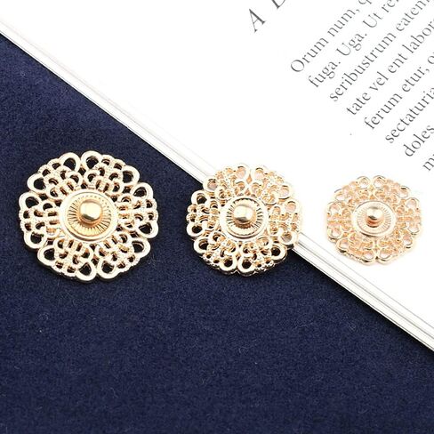 5 Set Hollow Out Flower Shaped Metal Snap Buttons for DIY Sewing Clothes Decor Accessories (Silver, 25mm) in Saudi Arabia