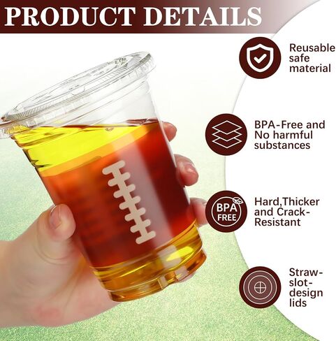 Domensi 50 Sets 16 oz Basketball Plastic Cups with Dome Lids Basketball Clear Iced Coffee Cups Drinking Disposable Bulk with Flat Straw Slot Lids for Sport Party Supplies Favor in Saudi Arabia