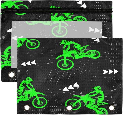 Kcldeci 2 Pack Pencil Pouch for 3 Ring Binder, Tropical Green Palm Leaves Sage Hibiscus Flower Binder Pencil Pouch Pencil Case Pencil Bag Pouch Bulk for Home, Office, School Supplies in Saudi Arabia