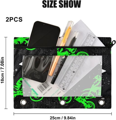 Kcldeci 2 Pack Pencil Pouch for 3 Ring Binder, Tropical Green Palm Leaves Sage Hibiscus Flower Binder Pencil Pouch Pencil Case Pencil Bag Pouch Bulk for Home, Office, School Supplies in Saudi Arabia