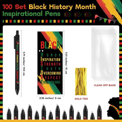 Africa Day Pens Juneteenth Gifts Inspirational Retractable Ballpoint Pen Accessories Bookmarks Party Favors for African Black Freedom Day Parties in Kuwait