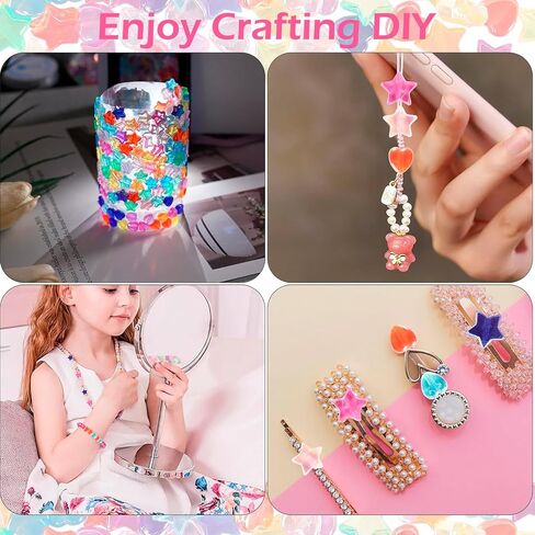 800 Pcs Star Beads and Heart Beads for Bracelets, Acrylic Cute Bead for Jewelry Craft Making, AB Finish Colorful Charms Beads for DIY Friendship Bracelet in Kuwait