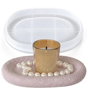 Textured Oval Resin Tray Mold Silicone Mold for DIY Jewelry Tray, Aromatherapy Candle Holder, Succulent Plant Tray Reusable Craft Mold for Resin Art, Home Decor Gift Making(6.4x4.4x0.8in)
