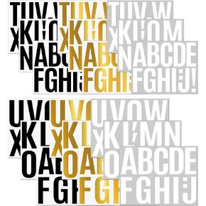 18 Sheets Large Self Adhesive Vinyl Letters Black White Gold Large Letter Stickers 3 Inch and 4 Inch Vinyl Alphabet Letter Stickers for Classroom Window Door Home Decor
