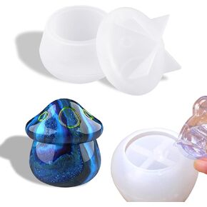 Mushroom Silicone Mold for Resin Unique Epoxy Resin Molds with Lid for DIY Box Jewelry Storage Jar Candy Container Silicon Molds for Home Decoration and Craft Projects