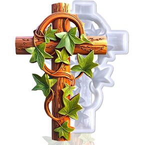 Vine Cross Resin Mold - Unique Leaf Vines Cross Easter Silicone Molds for Epoxy Resin & Plaster - Ideal for Rustic Nature-Garden Décor Home Wall Hanging Art Christian