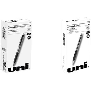 uni-ball Signo 207, Impact RT Gel Pen 1.0mm Bold Pens, Bulk Pens 12 Pack, Black Ink Pens & 207 Impact Gel Pens Bold Point, 1.0mm, Black, 12 Pack in Saudi Arabia