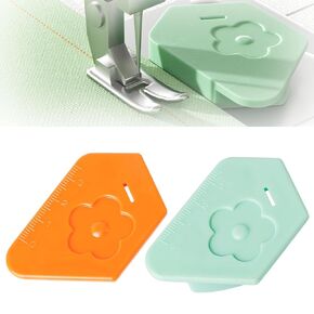 2Pcs Magnetic Seam Guide for Sewing Machine with Ruler 2024 New Polygonal Hemmer Guide Magnetic Positioning Tool with Scale Professional Sewing Supplies and Accessories (Orange and Green)