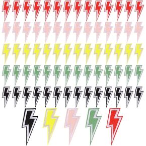 75 Pcs Thunderbolt Patches, Lightning Patches Iron On Embroidered Applique Thunderbolt Sew On Patches Lightning Bolt Patch for DIY Clothes Hats Jeans Bags Shoes Backpacks Jackets