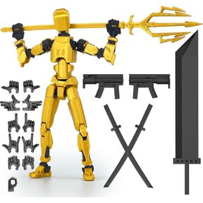تم الانتهاء من مجموعة Action Figure Assembly ، رقم عمل Titan 13 ، دمية مع Golden Giant Fork Giant Giant Sword 3D المطبوعة Robo 13 Lucky 13 Multi-Volinted Movable Nova 13 (Laser Purple)