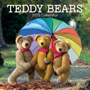 The Gifted Stationary 2025 Square Wall Calendar, Teddy Bears, 16-Month Lifestyles Theme Hanging Calendar with 180 Reminder Stickers, Month Planner for Home, or Creative Spaces, 12x12 In