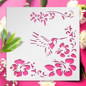 شعار Hummingbird stencil القابل لإعادة الاستخدام القابل لإعادة الاستخدام مرنة البلاستيك 1-5.5x5